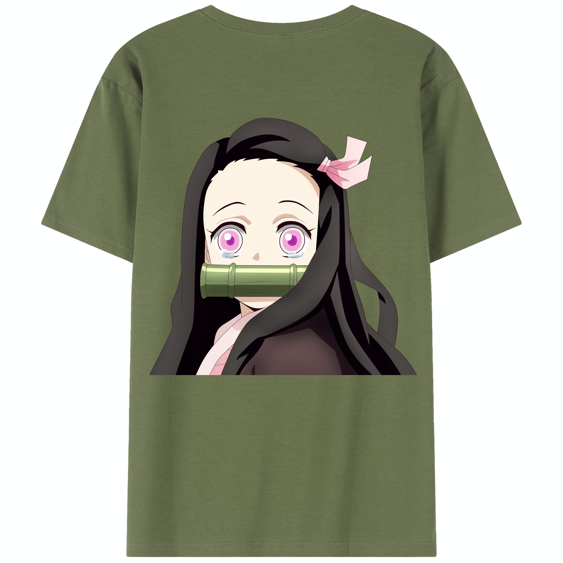 （画像用） 鬼滅の刃（きめつのやいば）竈門 禰󠄀豆子／かまど ねずこ Kamado Nezuko 綿100％半袖Tシャツ（背面プリント）